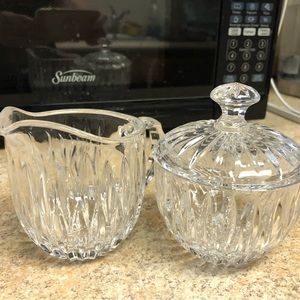 Crystal creamer and sugar bowl